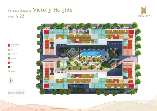 Mặt bằng phân khu Victory Heights · tầng 6–22